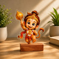 Acrylic Cute Baby Hanuman Desk Standee | Bal Hanuman with Wooden Base